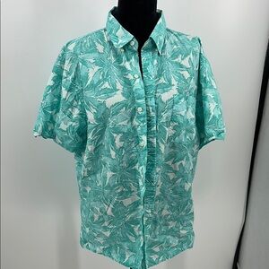 IZOD saltwater XL Hawaiian Tropical Green Leaf Print Men's Shirt